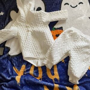 Cozy White Knit Baby Outfit